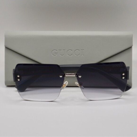 Gucci Women’s Rimless Sunglasses | Silver & Grey-Blue Gradient | New | No Box main image 12